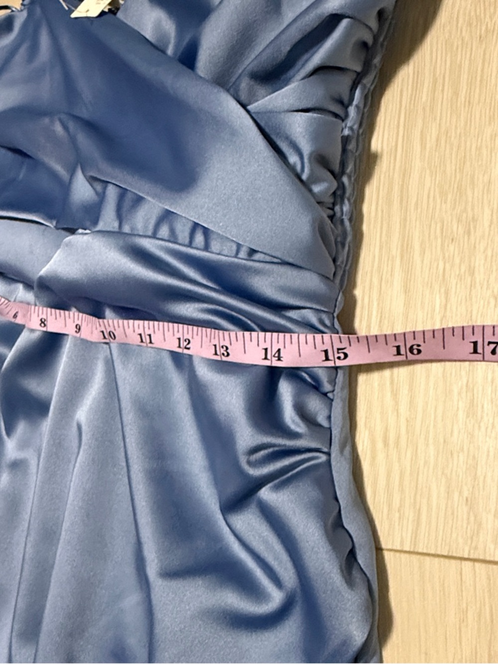 By Anthropologie Light Blue Satin Sweetheart Midi Slit Dress - Picture 7 of 14